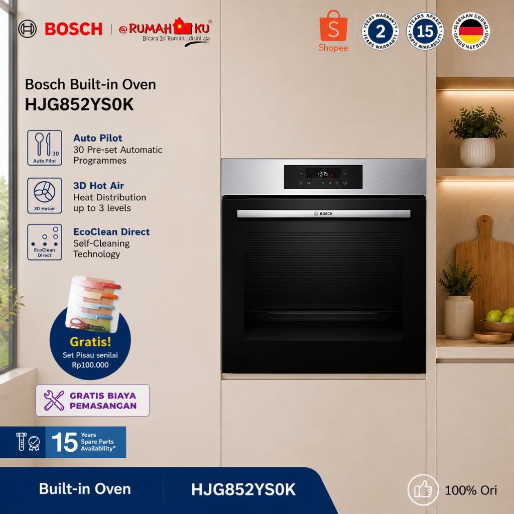 Oven Tanam Bosch HIJ557YS3M dengan Steam Seri 6 Stainless Steel
