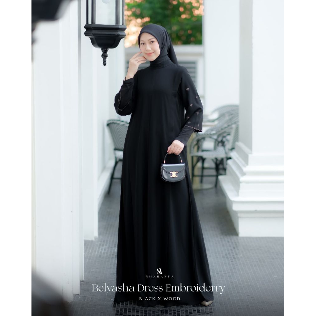 GAMIS BELVASHA DRES LAYERING LEAVES EMBROIDERY ( DRES SAJA) ORIGINAL BY SHARAREA