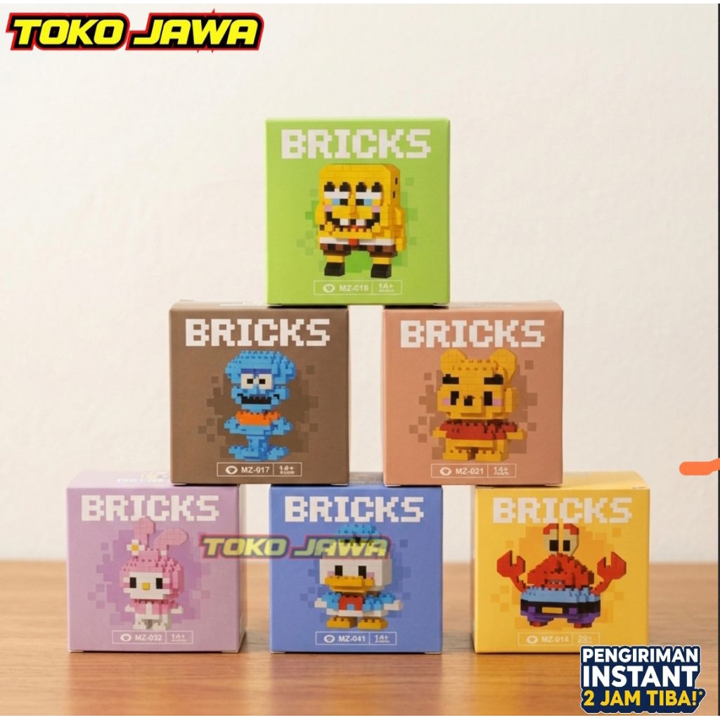 Mainan Bricks Nano Block Karakter Kartun Lucu - Mini Building Blocks Spongebob, Winnie The Pooh, Don