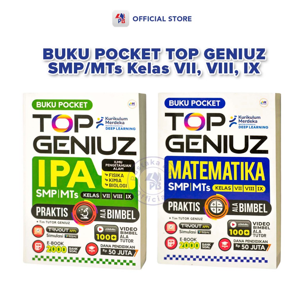 Buku Pocket Top Genius IPA / Matematika SMP/MTs Kelas VII VIII IX Deep Learning / FORUM EDUKASI