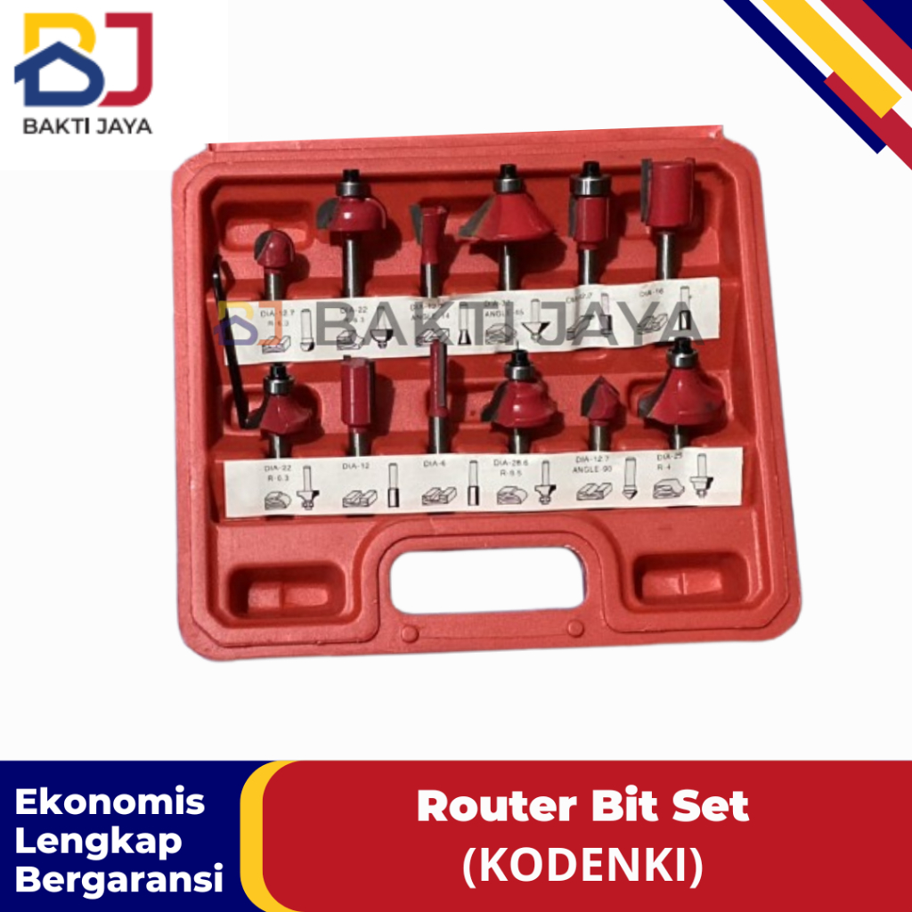 Router Bit Set 12 Pcs Mata Mesin Profil 1/4 / Mata Mesin Profil Router Bit Set / Set Mata Router Kay