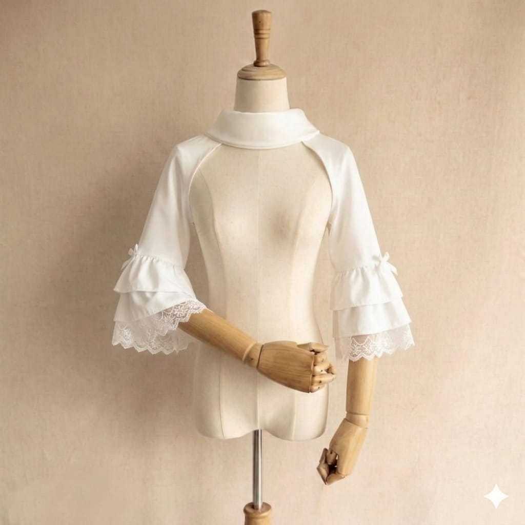 Izah kemeja wanita organza lengan 3/4 croptop sheer turtle neck