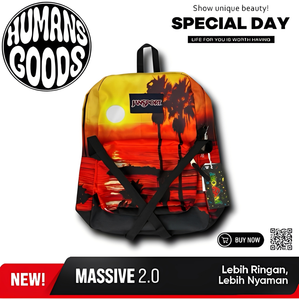 HUMANS GOODS - TAS JANSPORT SUNSET IMPORT - JANSPORT SUNSET BACKPACK SCHOOL BAGS TROPICAL BEACH - TA
