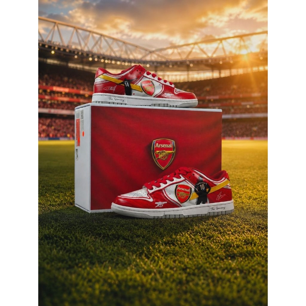 sepatu custom nike dunk low arsenal by partystic