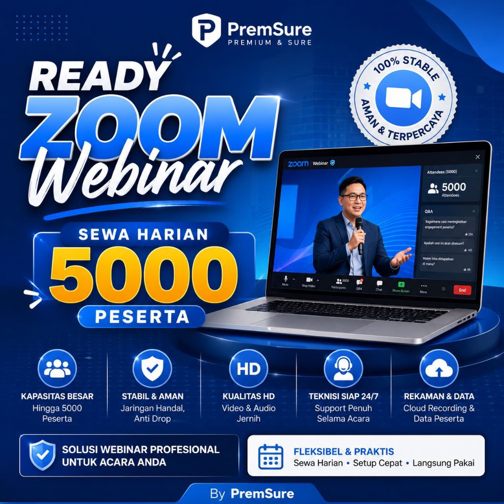 Zoom Webinar Sewa 1 Hari 5000 peserta By PremSure