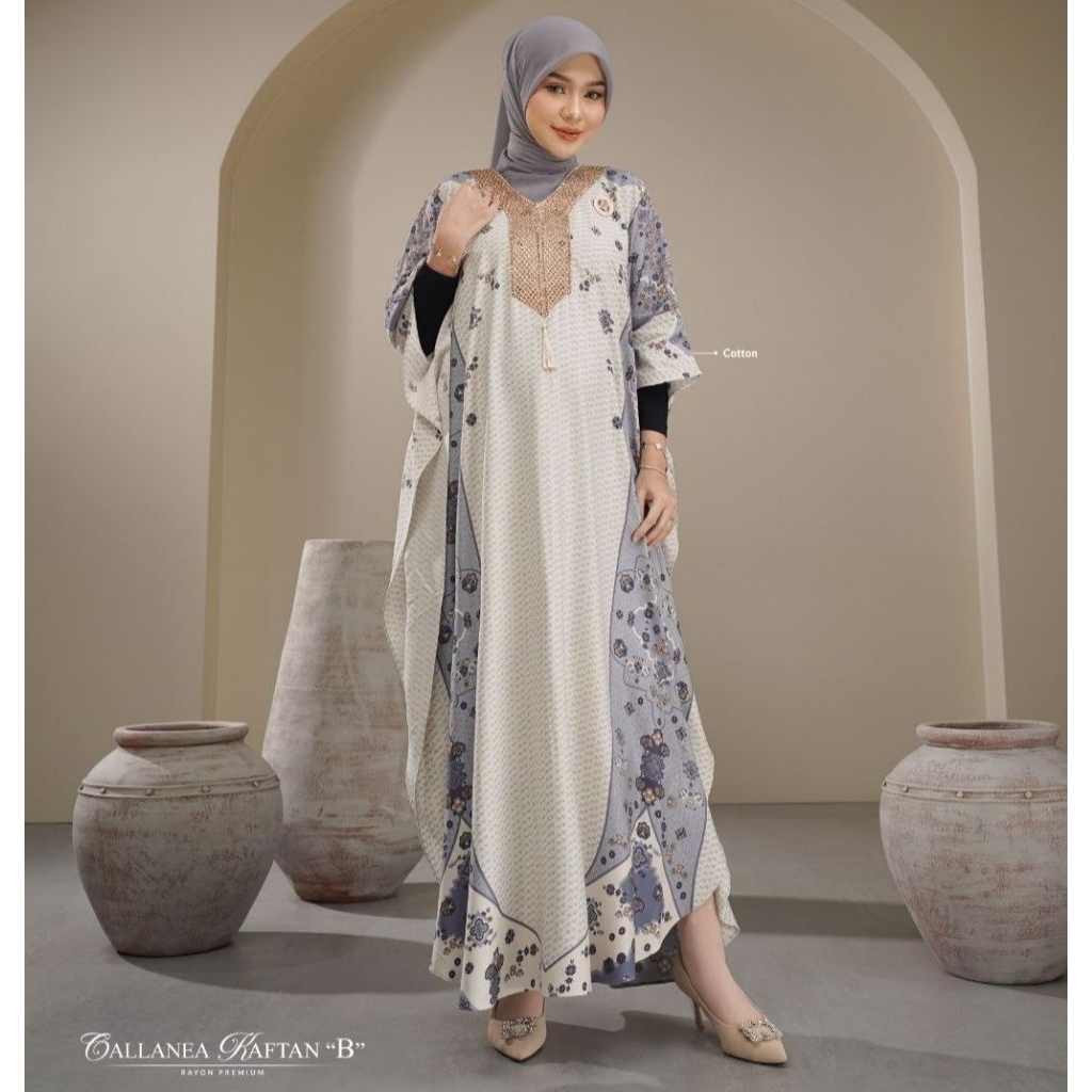 Nadheera Luxury - Callanea Kaftan B Baju Kaftan Wanita Rayon Premium Motif Mewah Original
