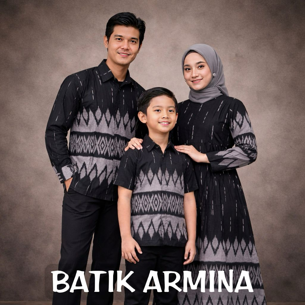 Baju Batik Couple Keluarga Keluaaran Terbaru Motif Nagita Hitam