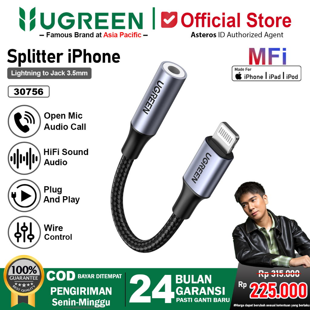 UGREEN Splitter iPhone MFi Lightning To Jack 3.5mm 30759 30756