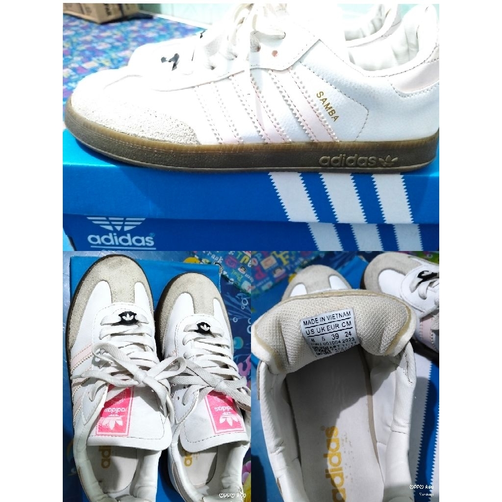 Preloved Sepatu Sneakers Wanita Samba Putih Pink - Nyaman, Stylish, Ukuran 39