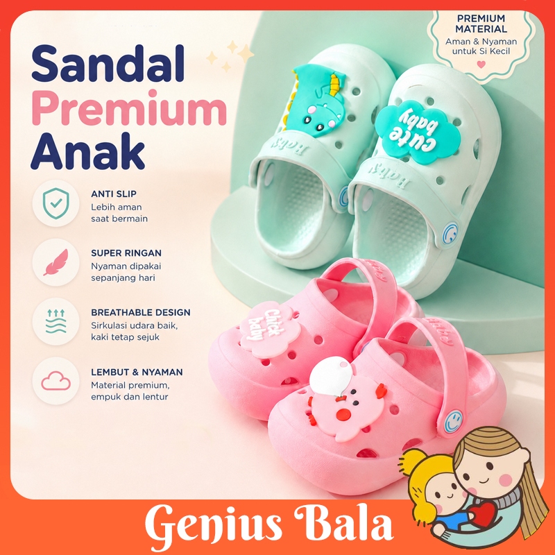 Genius Bala EVA Sendal Slip Anak Sendal Sandal Anak Perempuan Baby Sepatu laki-laki NEW Dino Lucu Mo