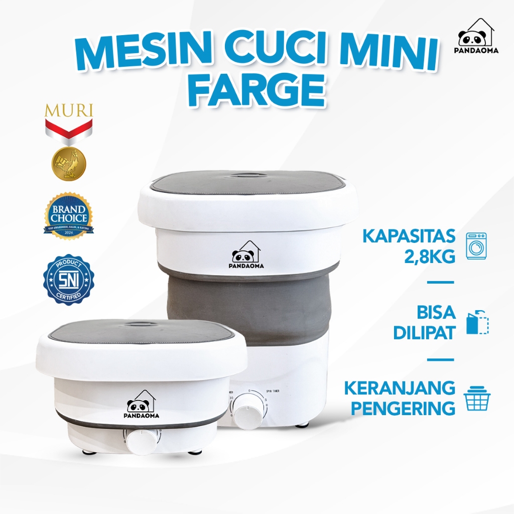 Pandaoma Mesin Cuci Mini Farge Mesin Cuci Lipat Mesin Cuci Mini Portable Kapasitas 2,8kg