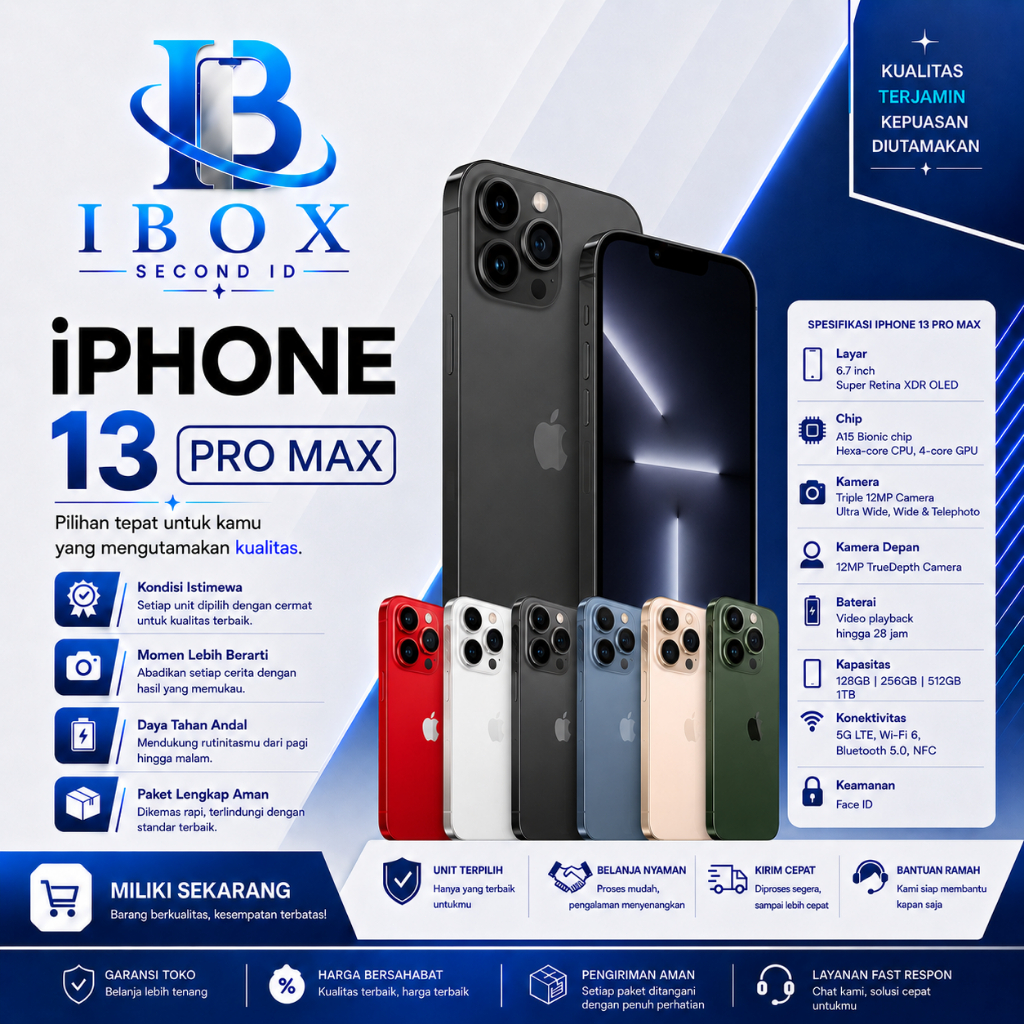 Iphone 13 Pro Max  256GB, 128GB Second Ori Apple, Like New ALLSIM, Fullset