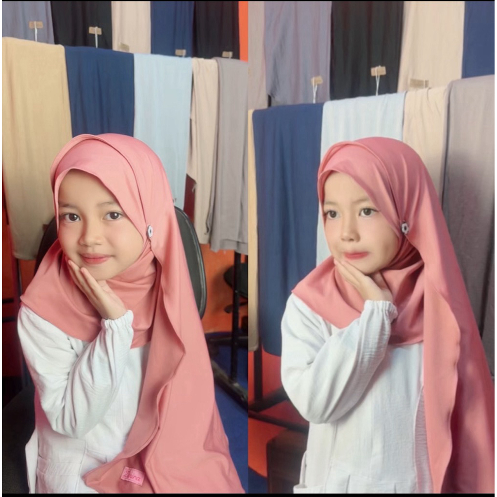 Hijab pashmina kancing anak jersey
