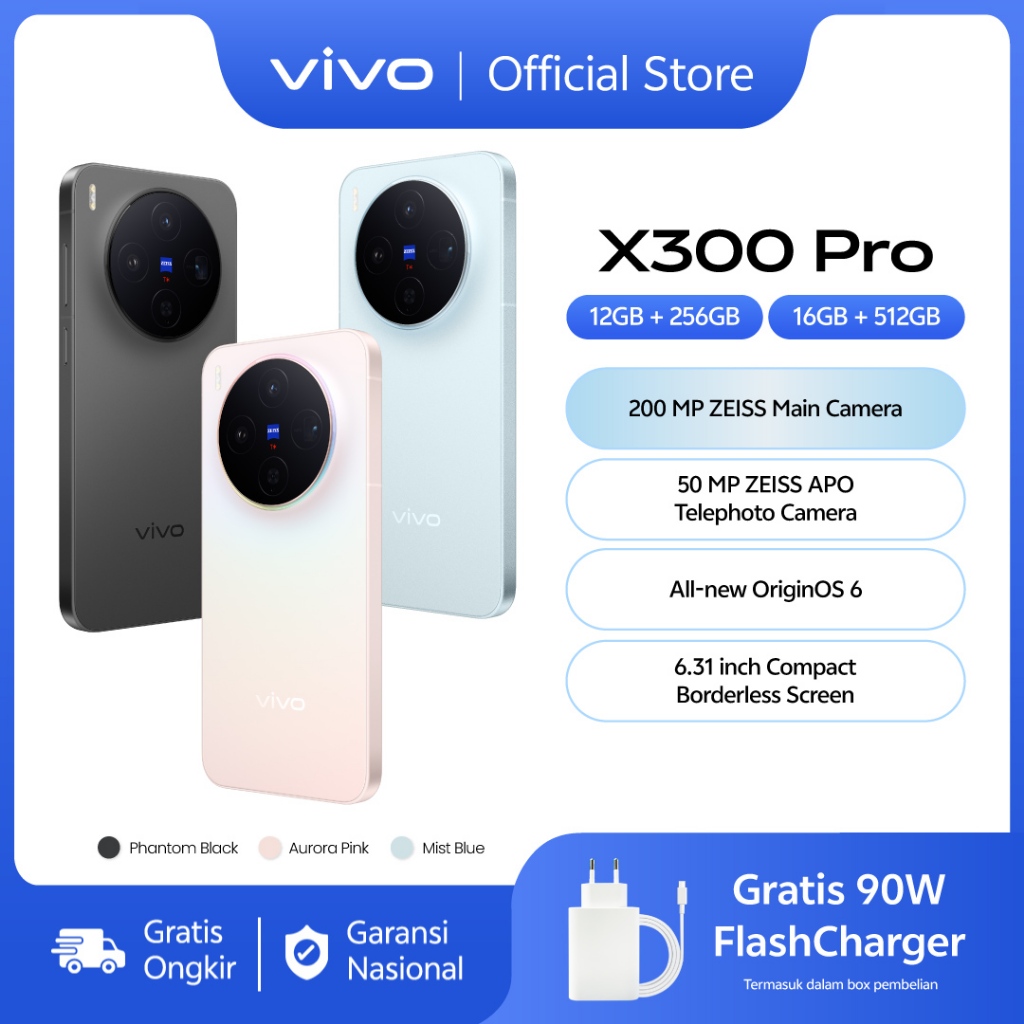 vivo X300 - 200 MP ZEISS Main Camera, 50 MP ZEISS APO Telephoto Camera, All New OriginOS 6, Compact 