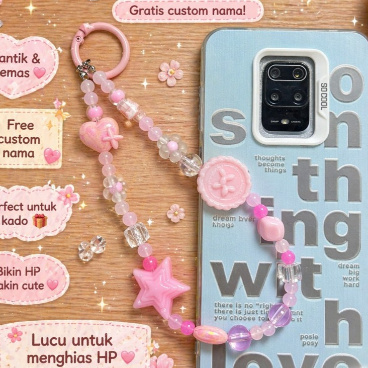 PS-4P Phone Strap / Mainan Hp / Phone Charm / Gantungan Hp Custom - Pink Series 1