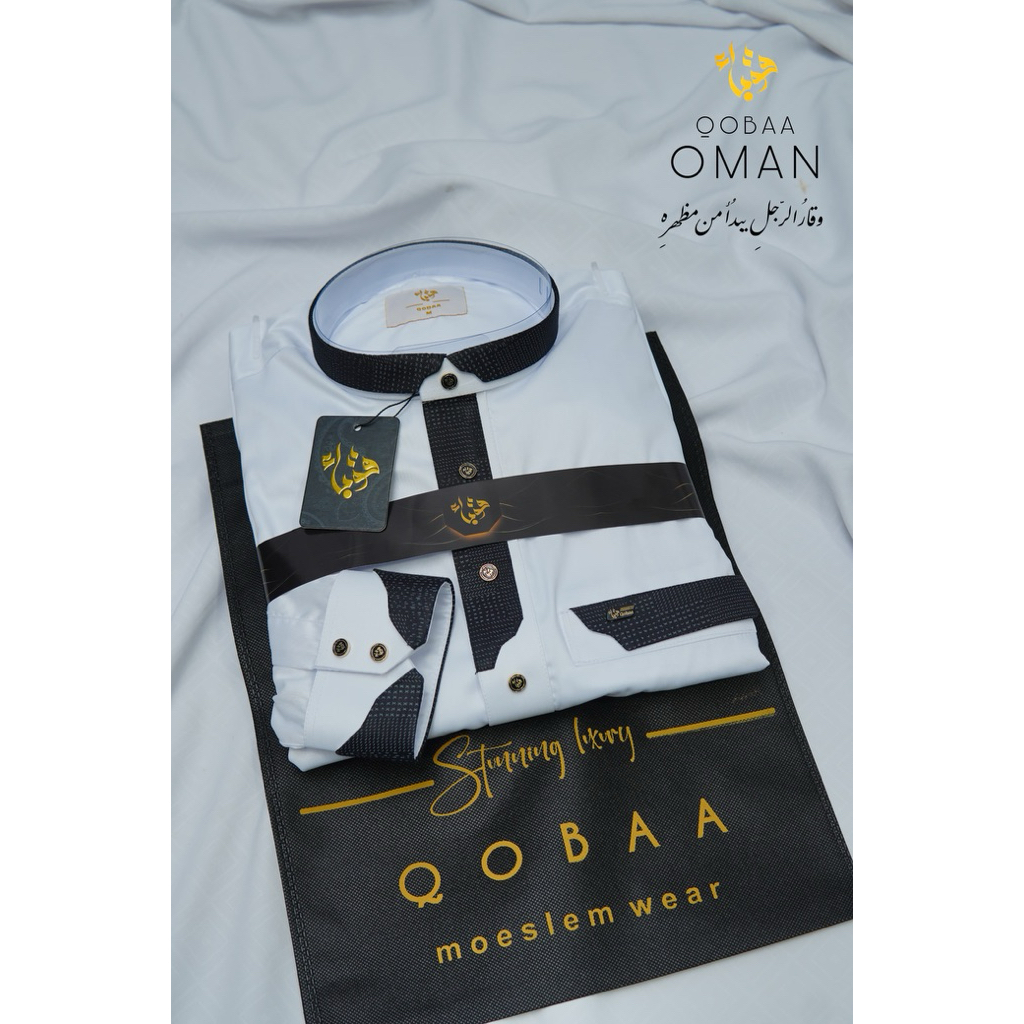 jubah Qobaa Oman polister manset