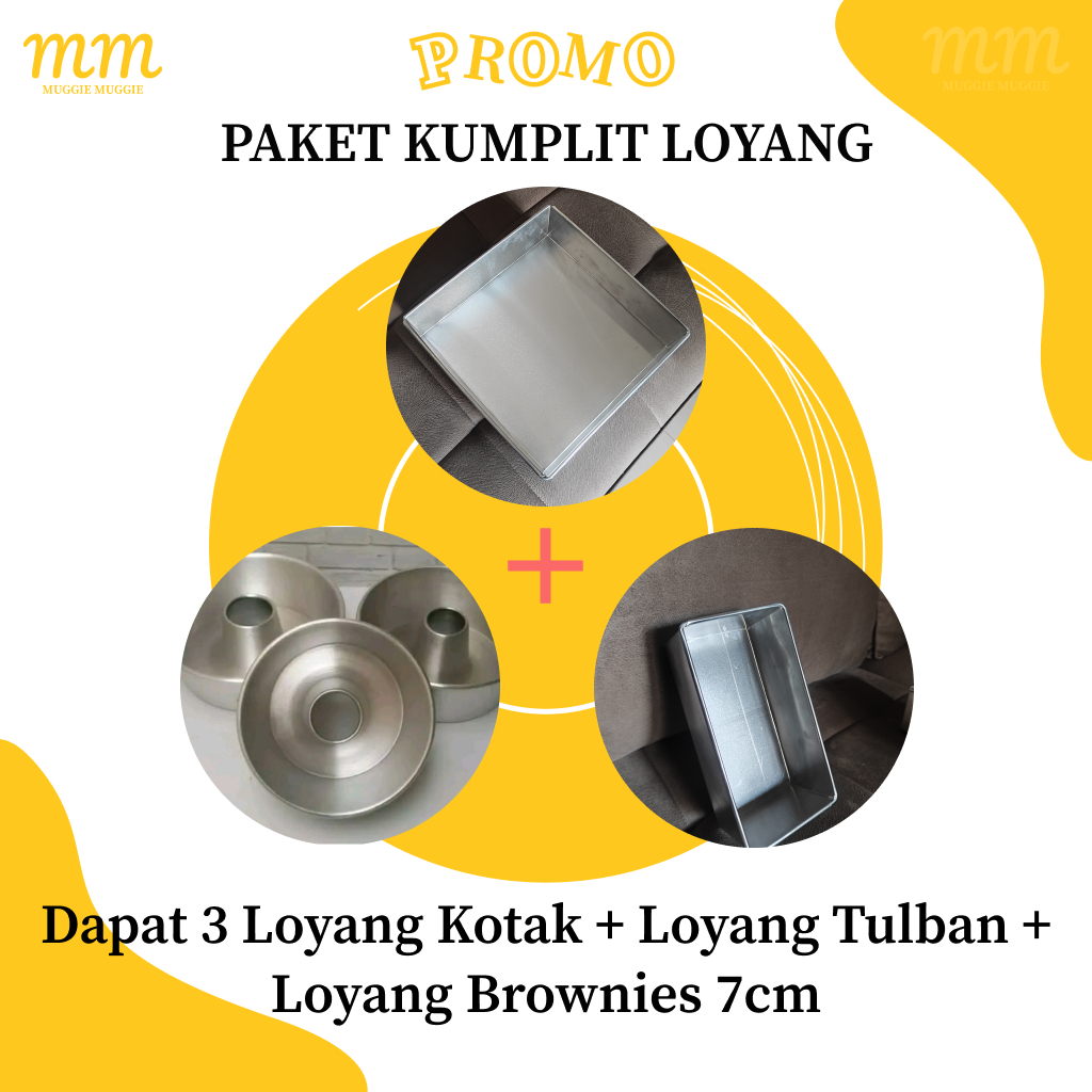 Paket Loyang Campur dapat 1 Loyang Kotak + 1 Loyang Brownies + 1 Loyang Tulban