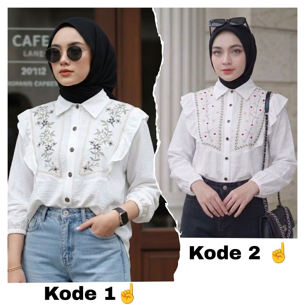 BLOUSE PUTIH BORDIR TERBARU//BLOUSE WANITA/BLOUSE PUTIH