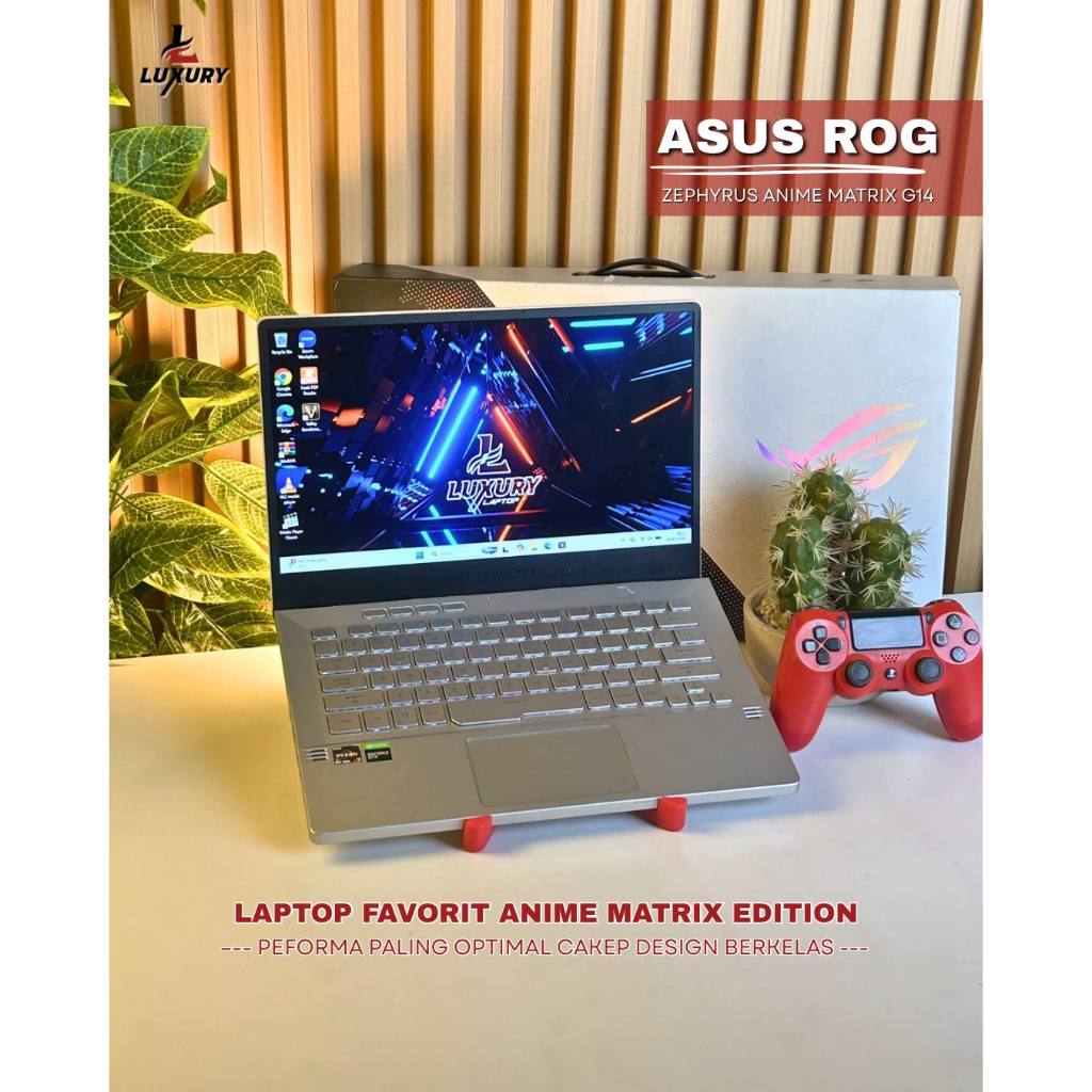 LAPTOP GAMING ASUS ROG ZEPHYRUS ANIME MATRIX G14 GA401II RYZEN 7 NVIDIA GEFORCE GTX 1650 TI SSD 512G