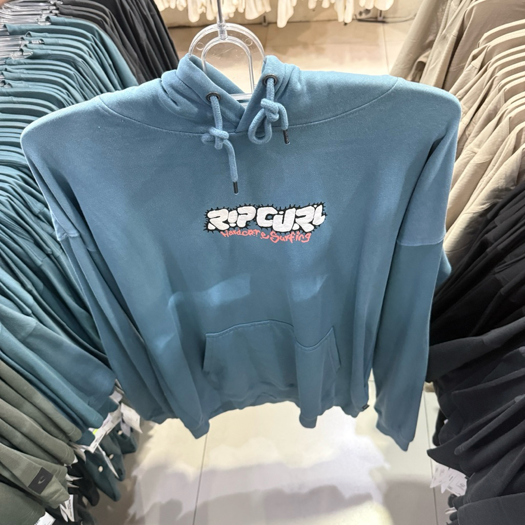 jaket pria rip curl original raw energy hood stone blue new