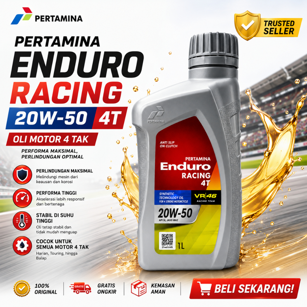 Pertamina Enduro Racing 4T 20W-50 Oli Motor 1L Original