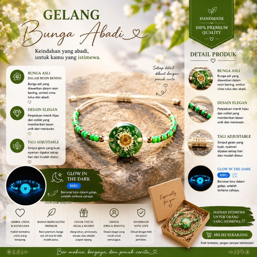 GELANG resin edelweiss gelangwanita gelangpria