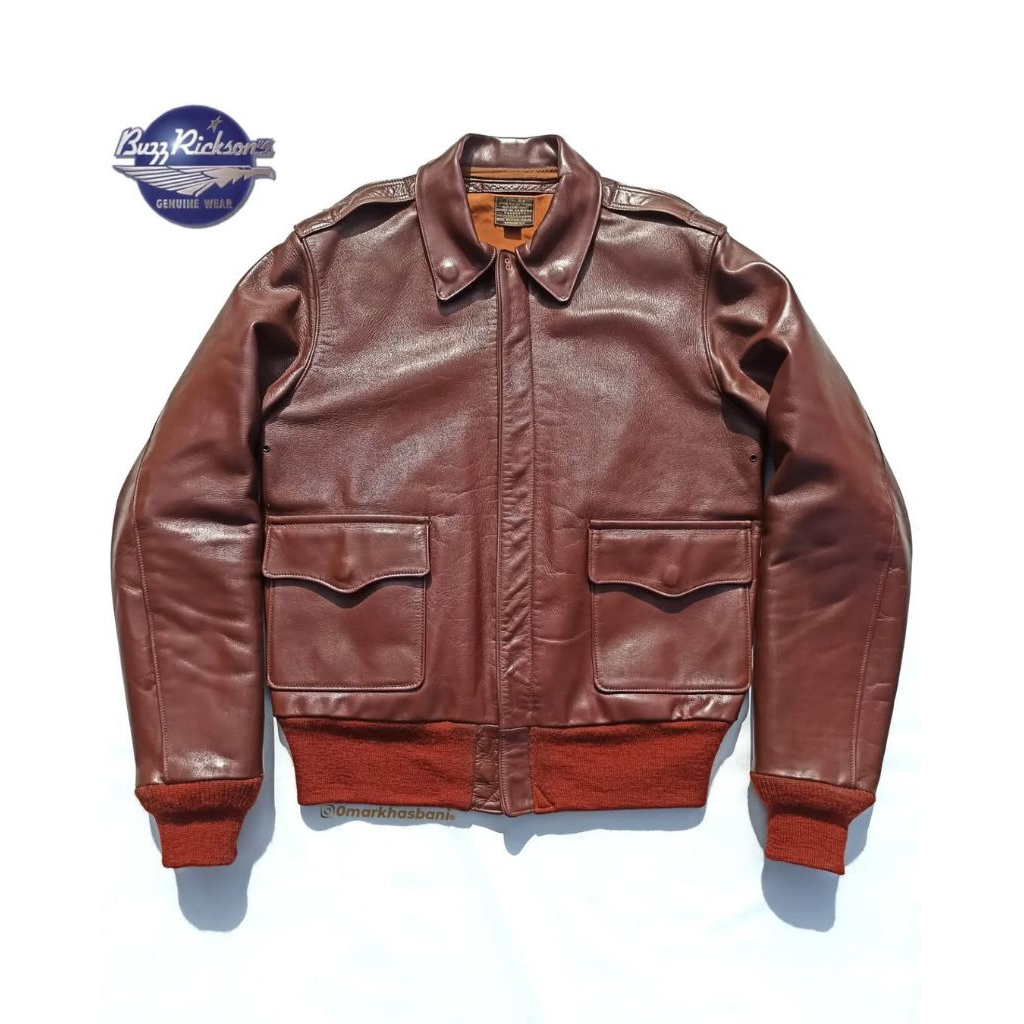 Buzz Rickson's A2 Horsehide Red Rib Bomber Flight Jacket X Jaket Kulit Schott Avirex Real McCoy's Ae
