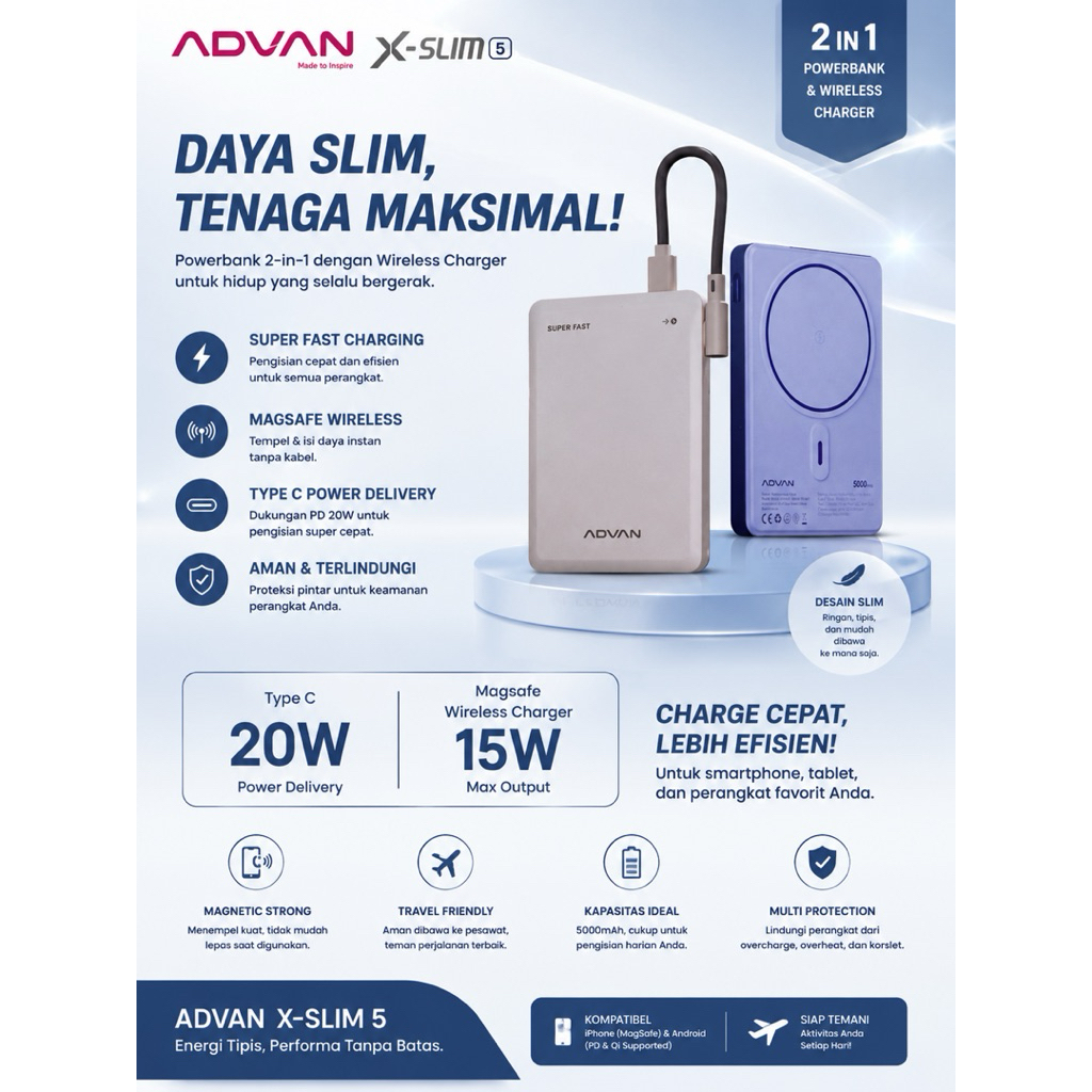 Powerbank magsafe Advan XSlim 5