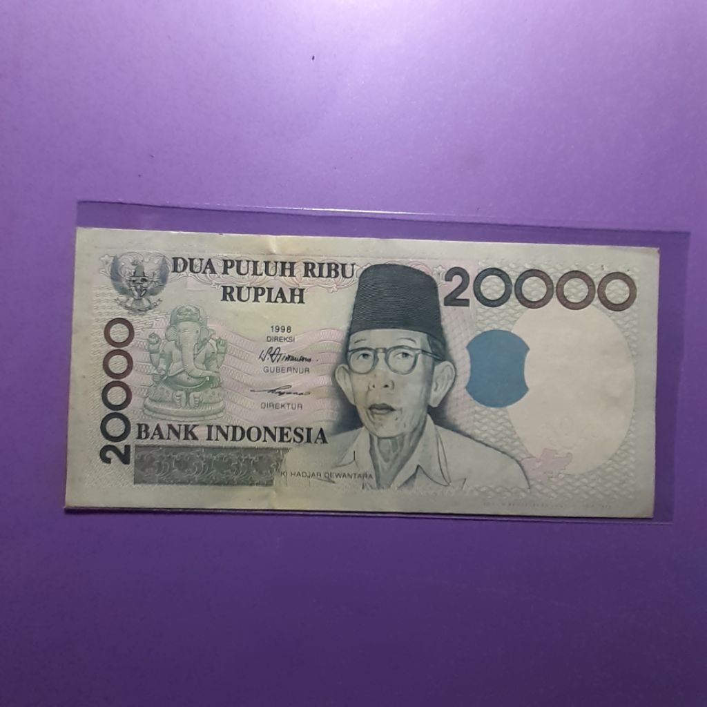 uang kuno 20000 rupiah kihajar