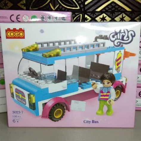 COGO Girls: City Bus / Tour Car (3023-7) | Mainan Balok Susun Anak | Mainan Brick | Mainan Edukasi