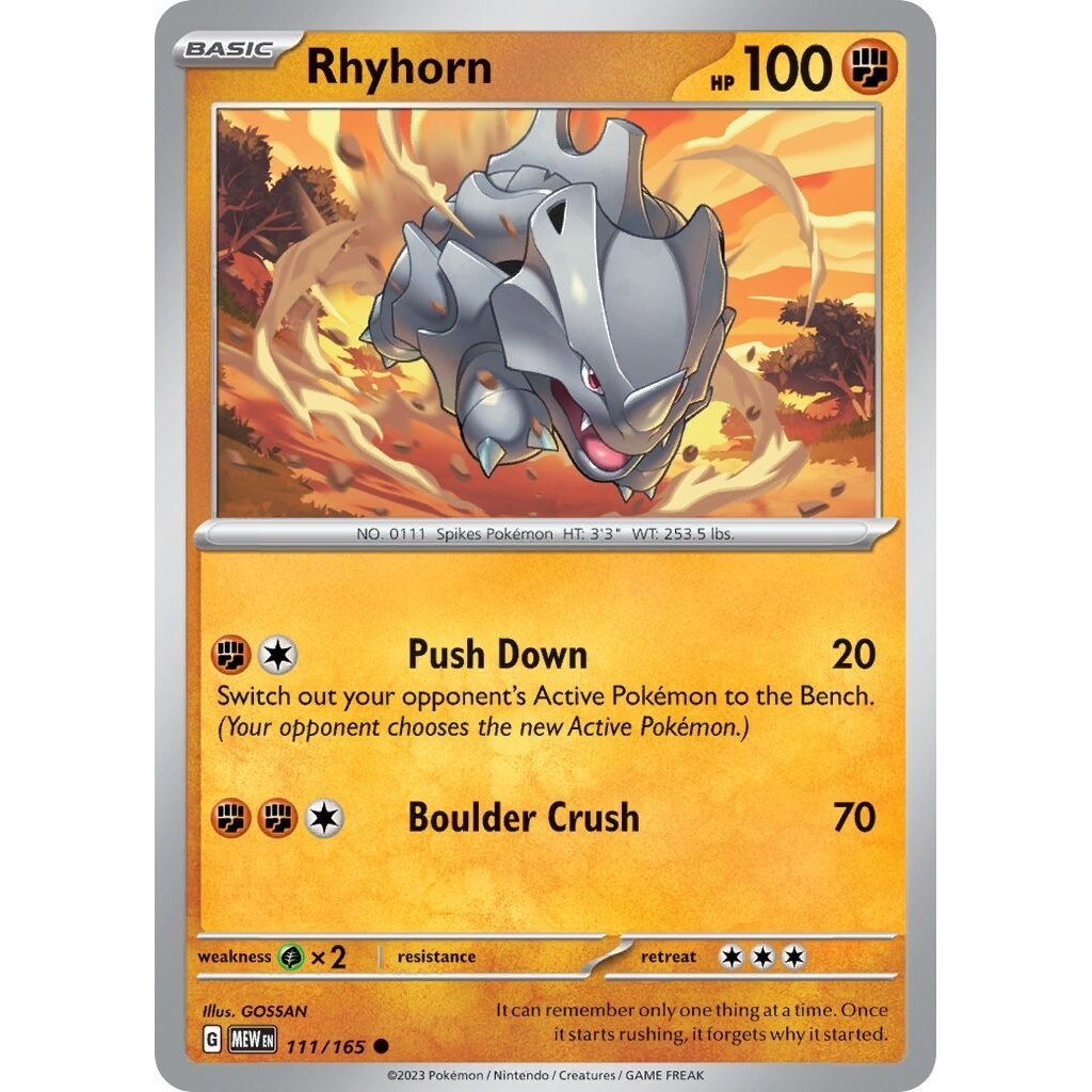 Tcg Pokemon Rhyhorn Mew 151
