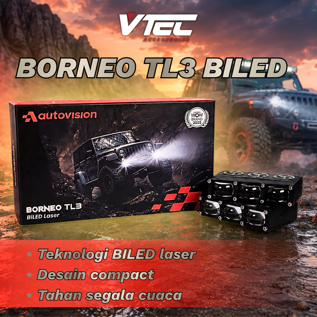 AUTOVISION BORNEO TL3 BiLED Laser Lampu Mobil