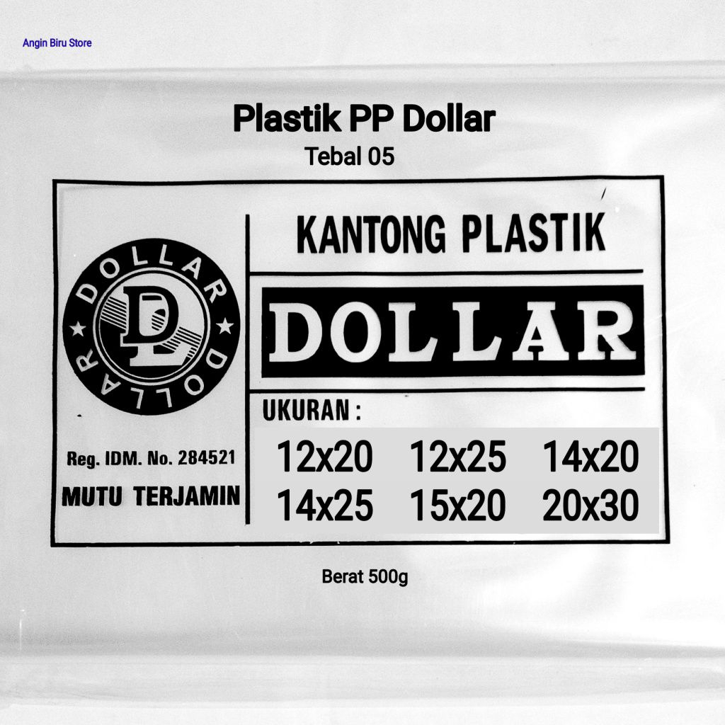 Kantong Plastik PP Dollar Bening 12x20 12x25 14x20 14x25 15x20 20x30 Tebal 05 Berat 500g / Plastik P