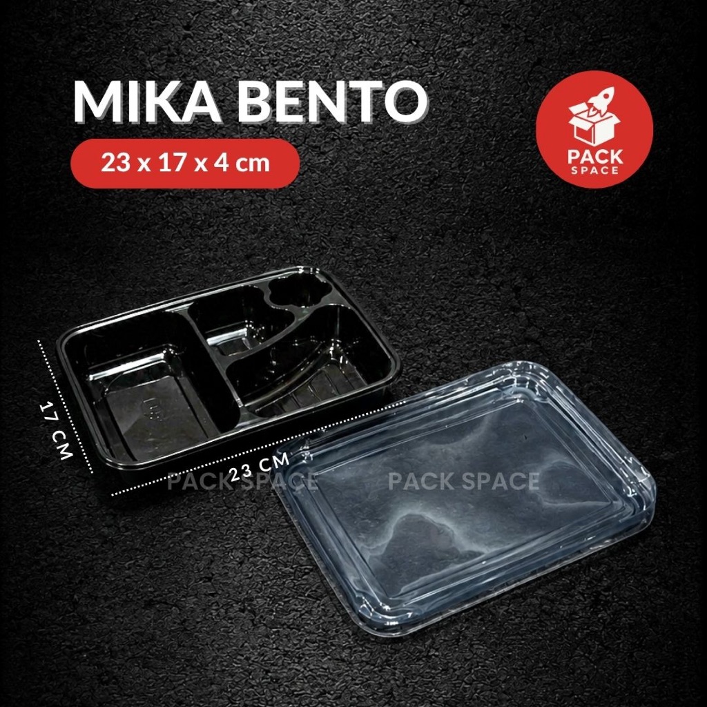 Mika Bento Sekat 4 / Mika Bento Hitam / Tray Bento Sekat 4