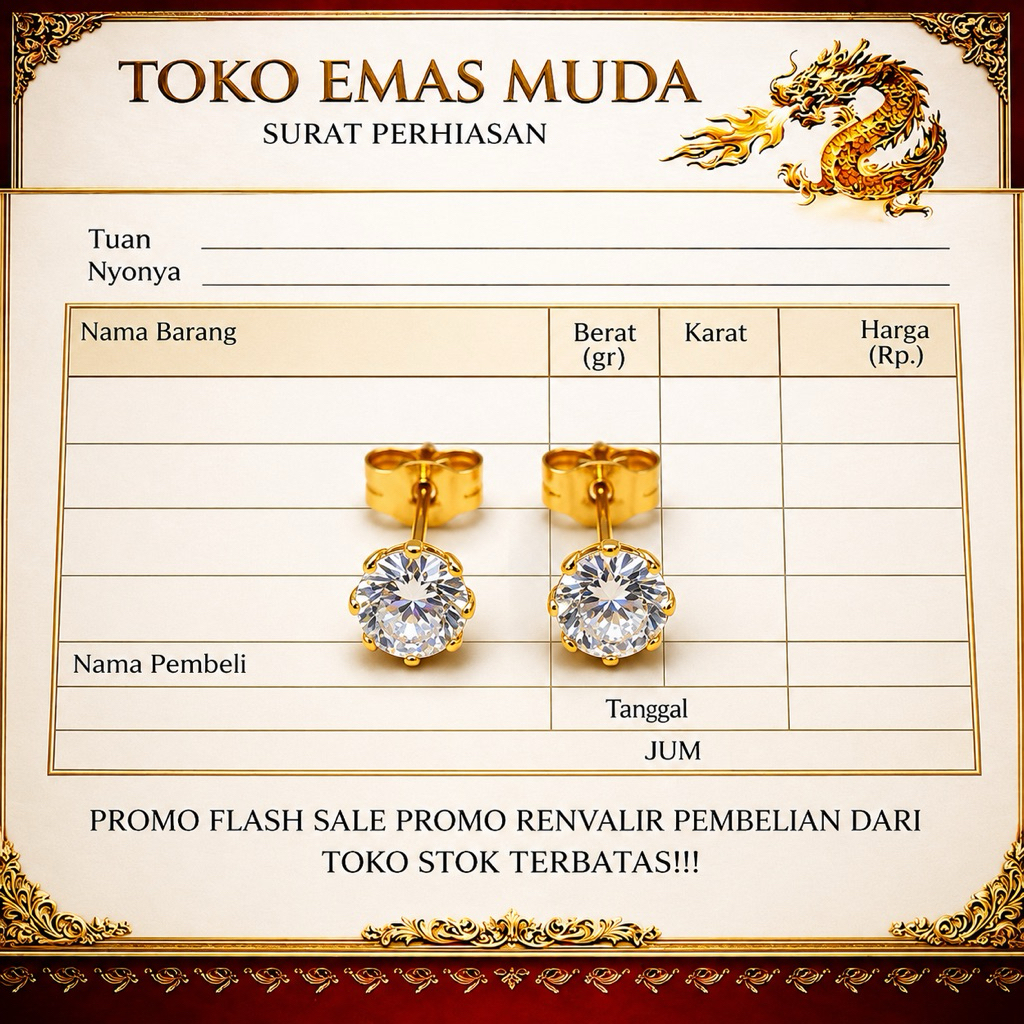 Anting Tusuk Desi Emas Muda 1/2 Gram