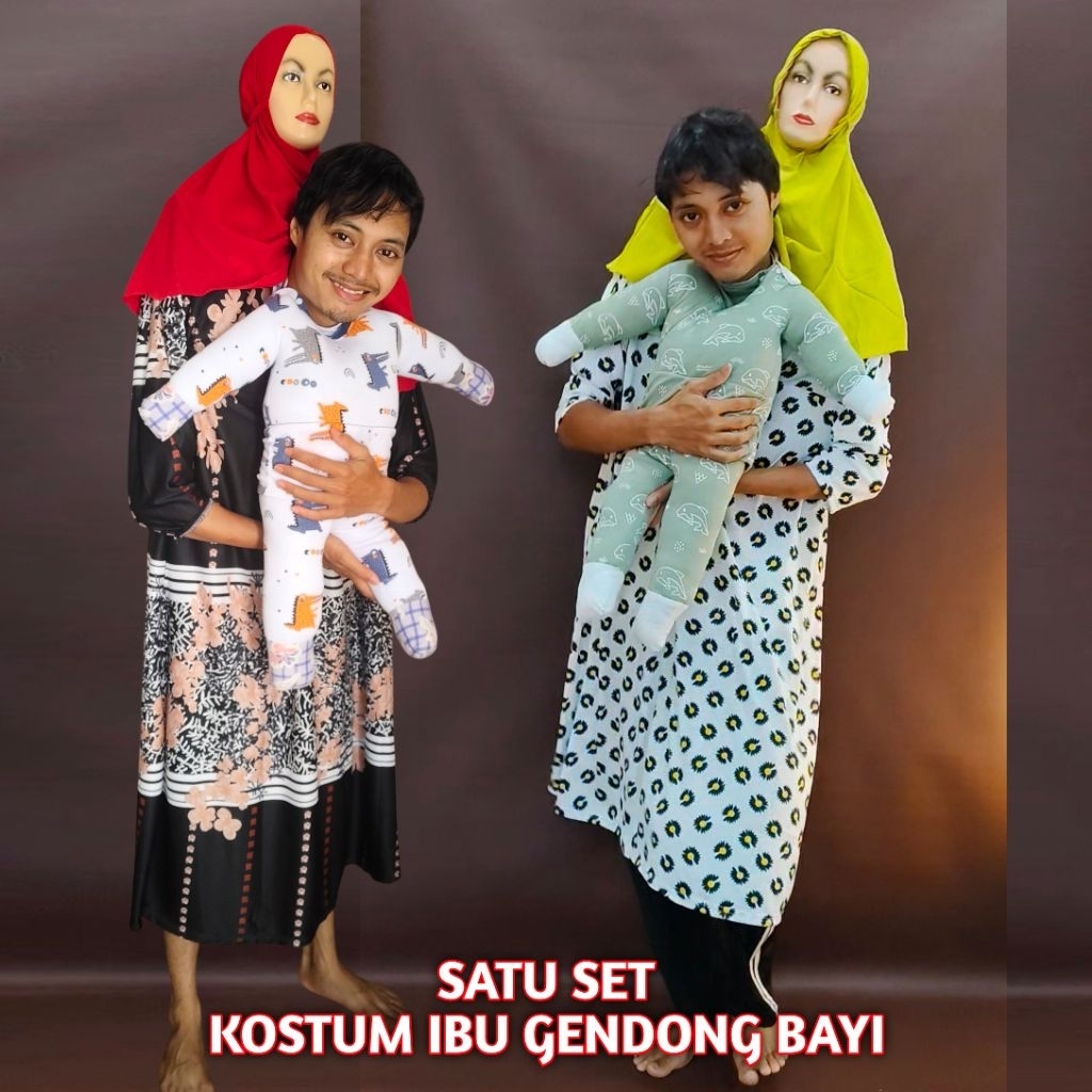 1 SET KOSTUM KARNAVAL "GENDONG BAYI"  UNIK DAN LUCU