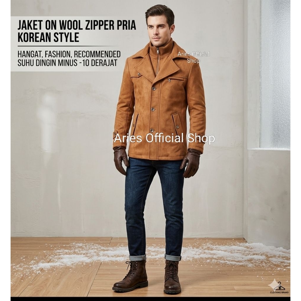 Coat Pria Premium Wool Tebal Untuk Musim Dingin.