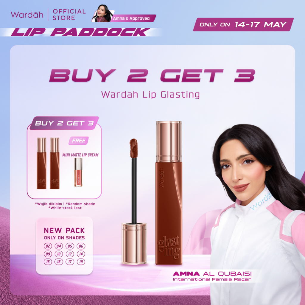 WARDAH Lip Cream Glossy Glasting Liquid Lip - Hi-Pigmented Glass Color, Ringan, Tidak Lengket, Trans