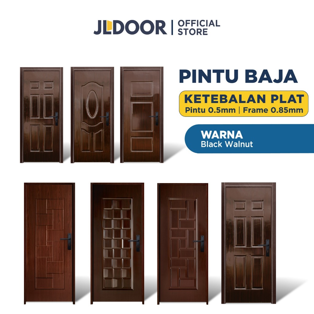 JLDOOR Pintu Baja Ringan Minimalis ECO Series Walnut