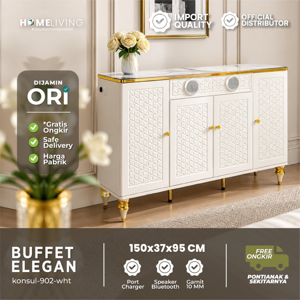 HOMELIVING FURNITURE - BUFFET/MEJA TV RUANG TAMU - BAHAN MDF & PARTIKEL BOARD 15 MM