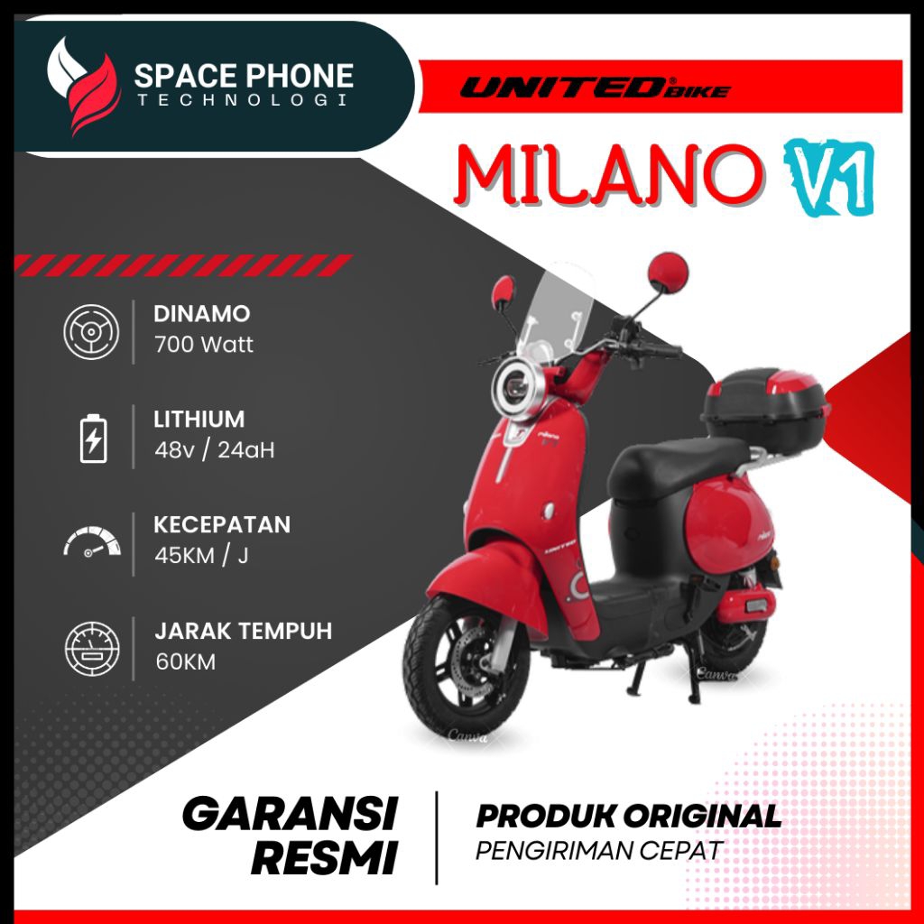 Sepeda Listrik Milano V1 700 watt baterai lithium
