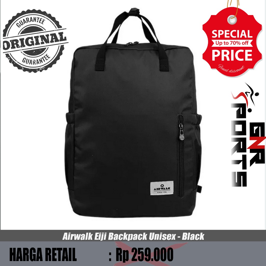 Tas Airwalk Eiji Backpack Unisex - Black Original 100%