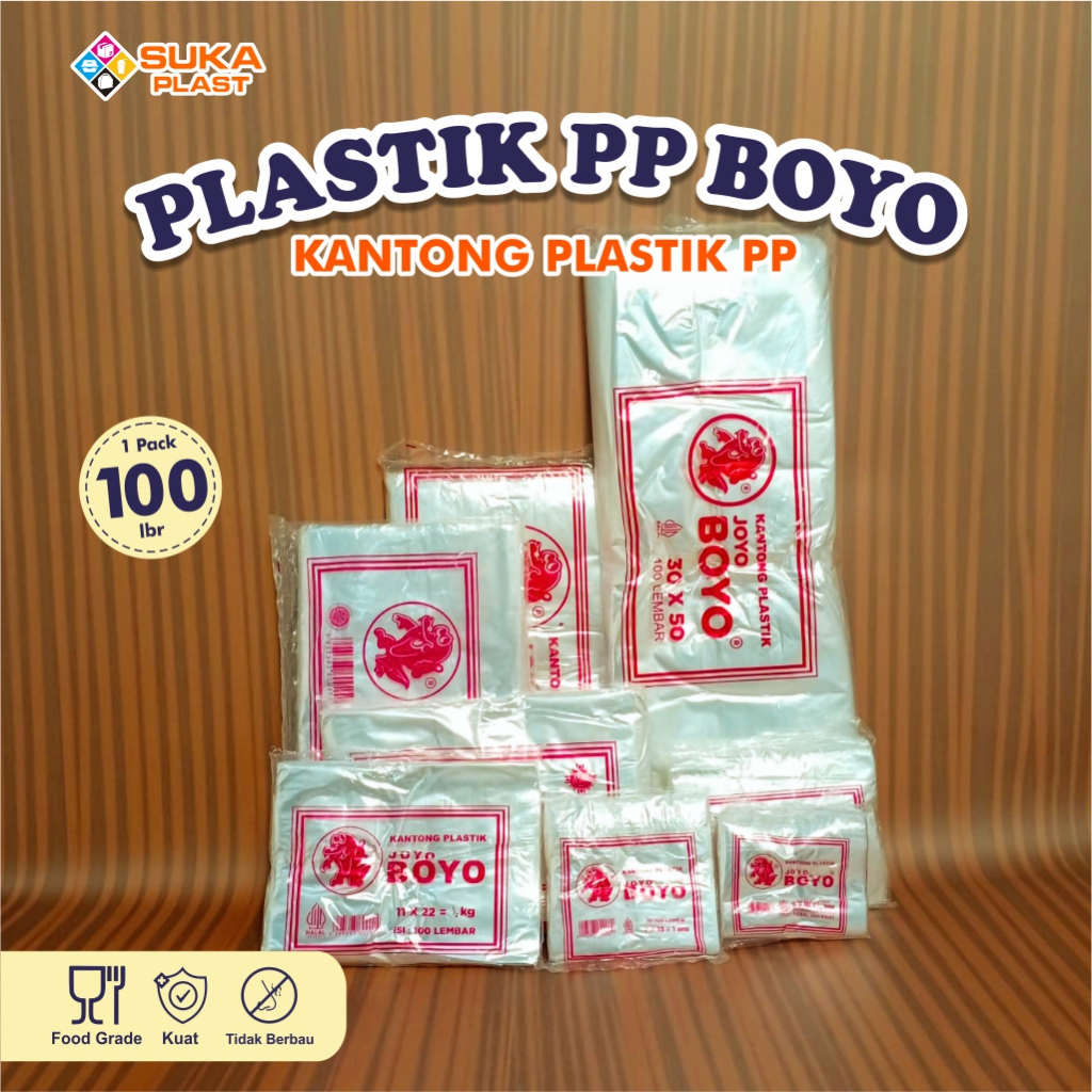 Plastik PP Bening 0.15 Boyo Merah 6x10 (0.5 ons)  - 7x13 (1 ons)  - 9x18 (1/4 kg)  - 11x22 (1/2 kg) 