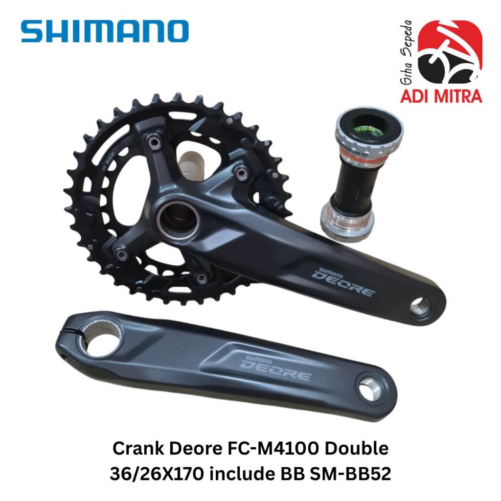 Crank Shimano Deore FC-M4100 Double 36/26X170 Dengan BB SM-BB52 Crank Sepeda MTB (NO BOX)