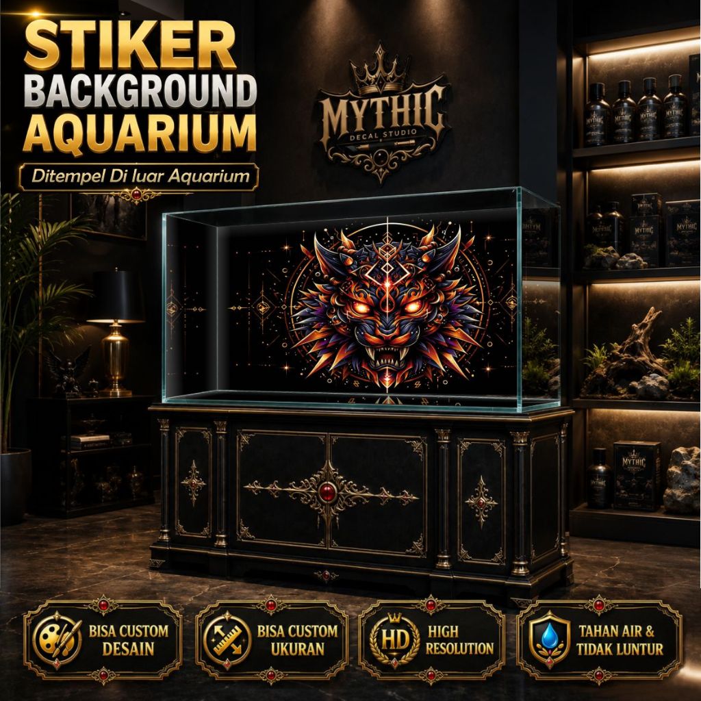 Stiker Aquarium Guardian G3 By Mythic Decal Studio - Stiker Background Aquarium Sacred Fire Guardian