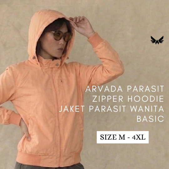 Arvada Parasit Zipper Hoodie Jaket Woman Peach | Jaket Parasit Wanita Basic