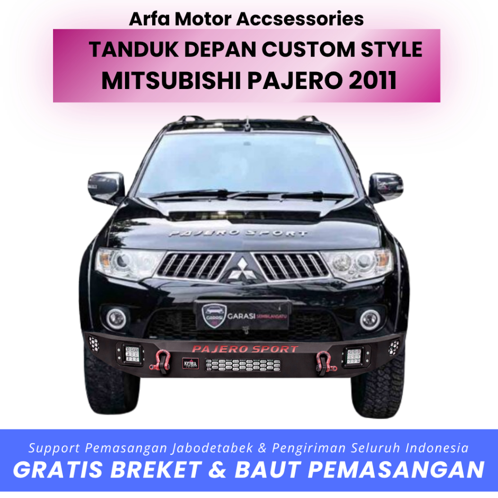 Tanduk depan pajero 2011 custom towing bar pegaman pelindung bemper anti karat Led Bumper Biled