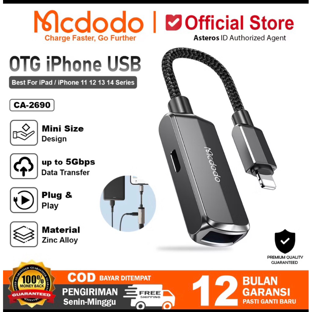MCDODO OTG IPHONE USB A to LIGHTNING