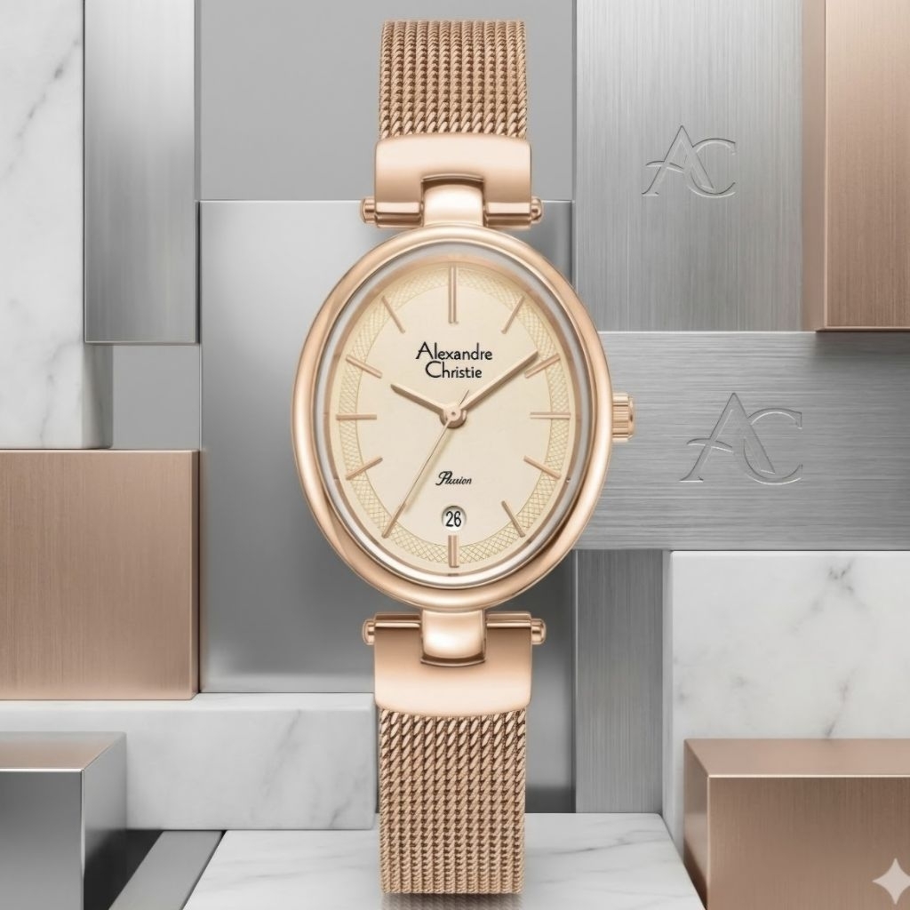 Alexandre Christie 2C08 Full Rosegold Cewe Original