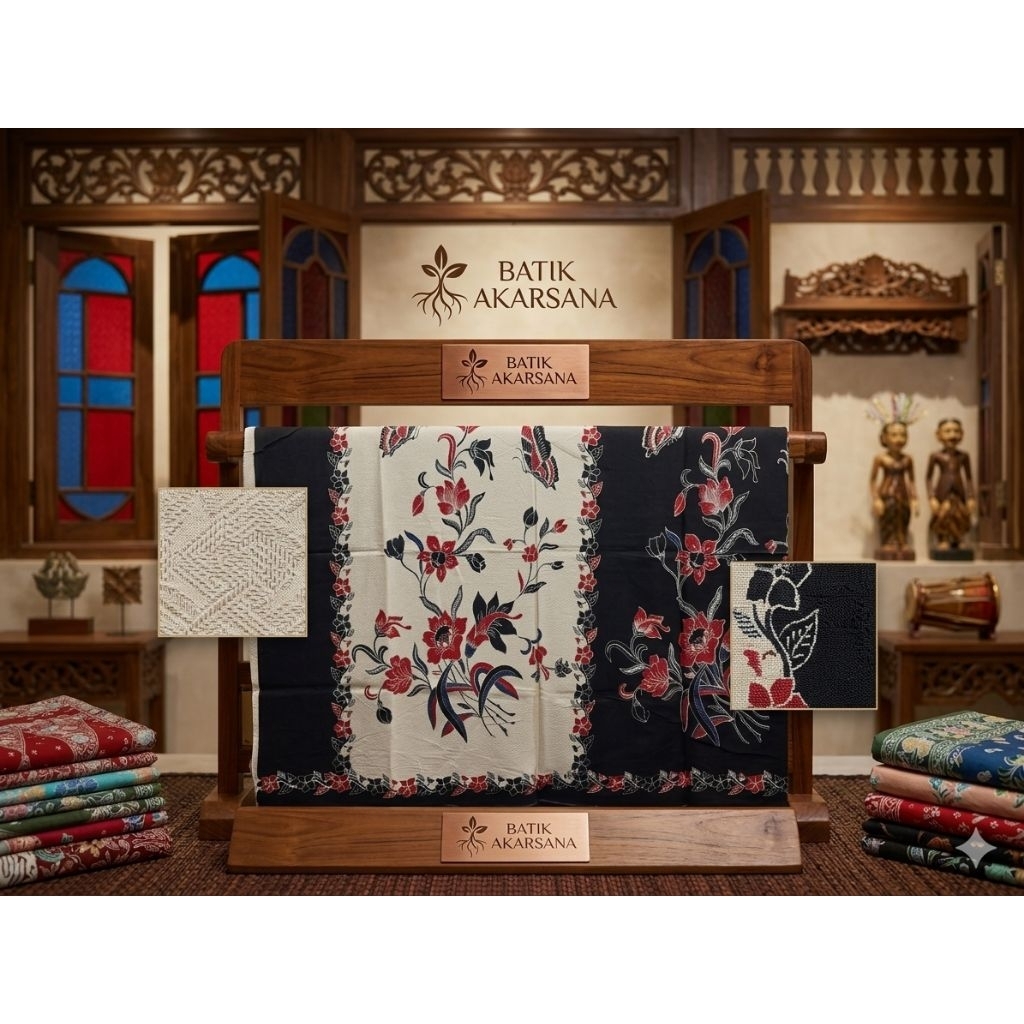 Kain Sarung Batik Encim Bahan Doby Tumpal Motif Bunga  || Batik Encim || Batik Betawi || Batik Cireb